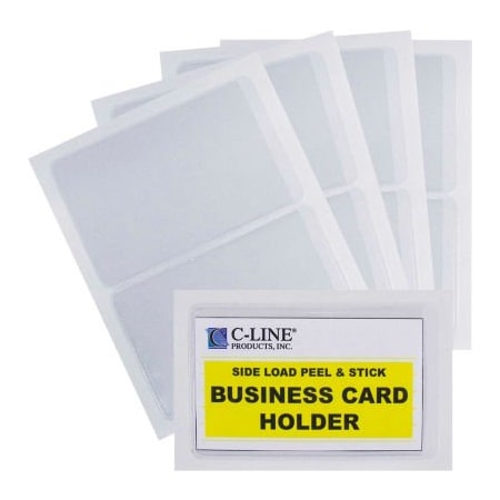 C-Line Products C-Line Products Self-Adhesive Business Card Holder, Side Load, 2in x 3-1/2in, 10/PK Set of 5 PK 70238-BX